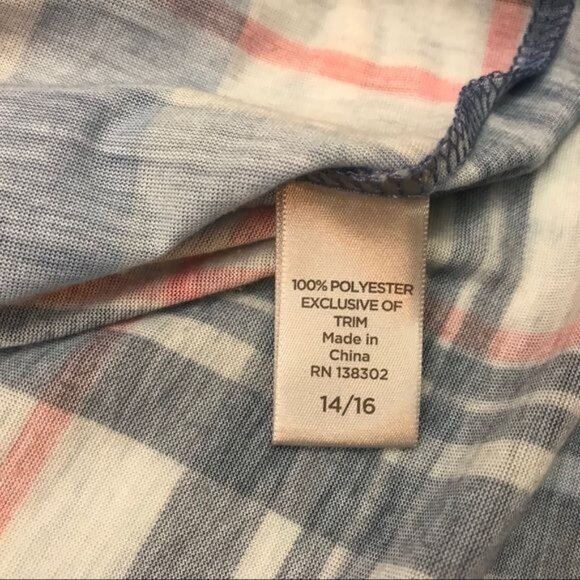 Avenue Plaid Button Up Shirt Crochet Pocket Long Sleeves Lightweight Size 14/16 - Picture 7 of 8